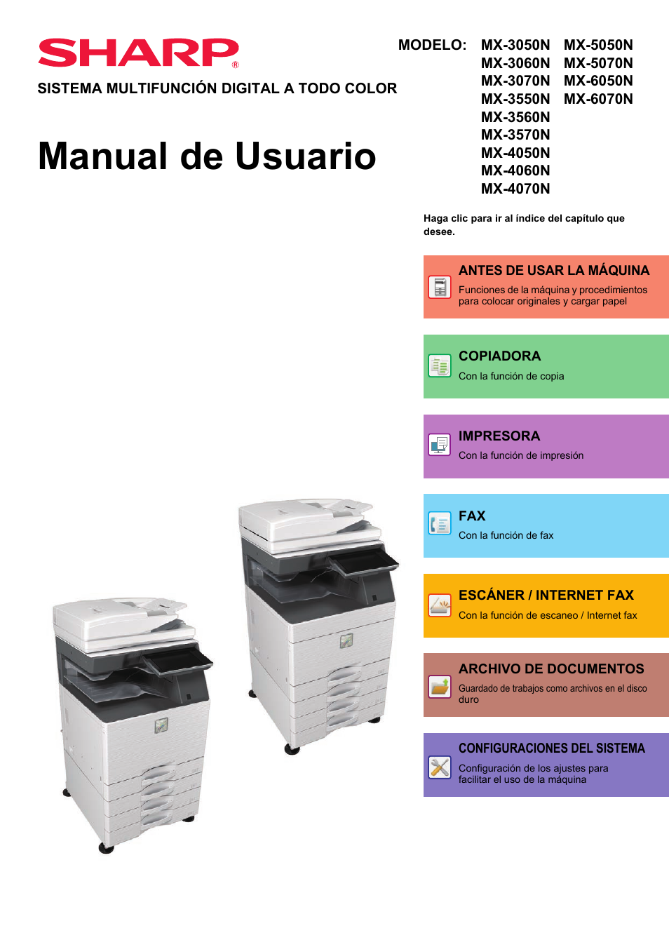 Sharp MX-6070N Manual del usuario | Páginas: 935